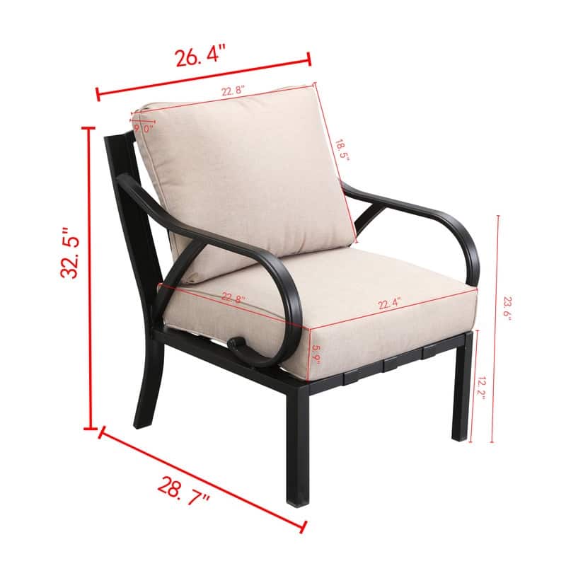 Patio Festival Outdoor Wave-Arm Chair with Cushions