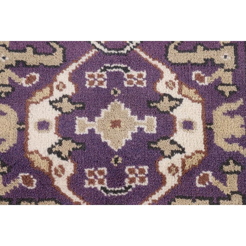 Purple & Ivory Oushak Oriental Runner Rug Handmade Wool Carpet - 2'7"x 9'7"