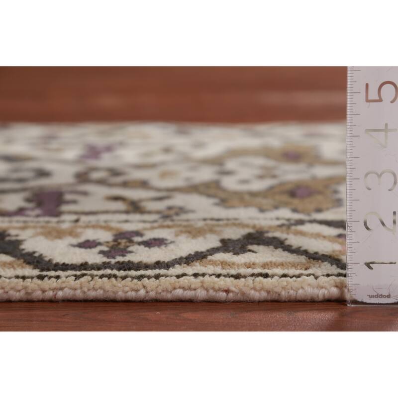 All-Over Ivory Oushak Oriental Runner Rug Handmade Wool Carpet - 2'6" x 7'11"
