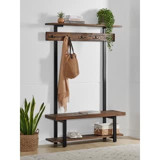 Carbon Loft Lawrence Entryway Hall Tree with Bench and Coat Hooks