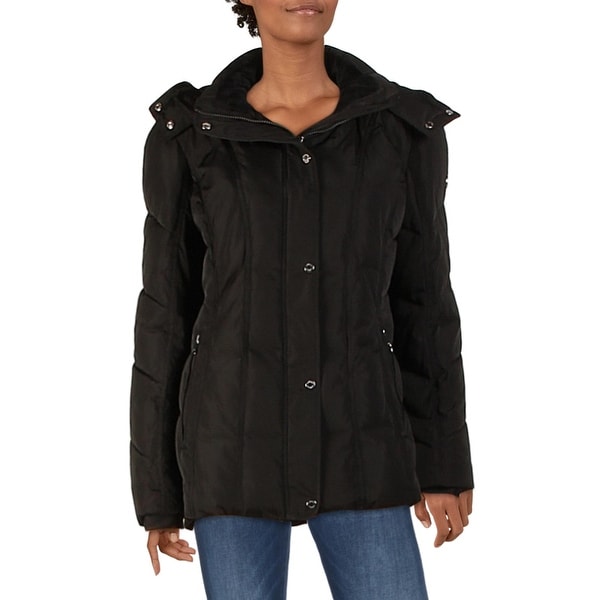 Calvin Klein Womens Parka Coat Faux Fur Lined Anorak - Black - L. Opens flyout.