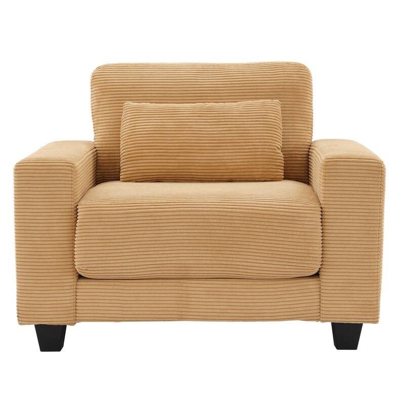 Corduroy Widened Single Sofa Chair, A Extra Lumbar Pillow - 1 Piece - Mineral Yellow