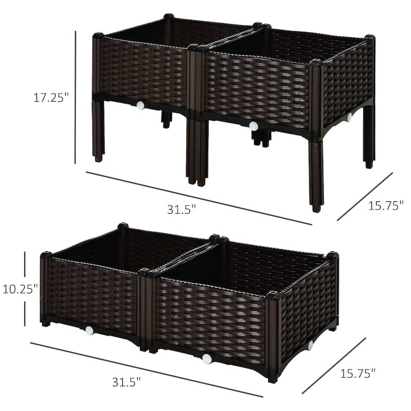 Raised Plastic Planter Box with Self-Draining for Flower and Vegetable