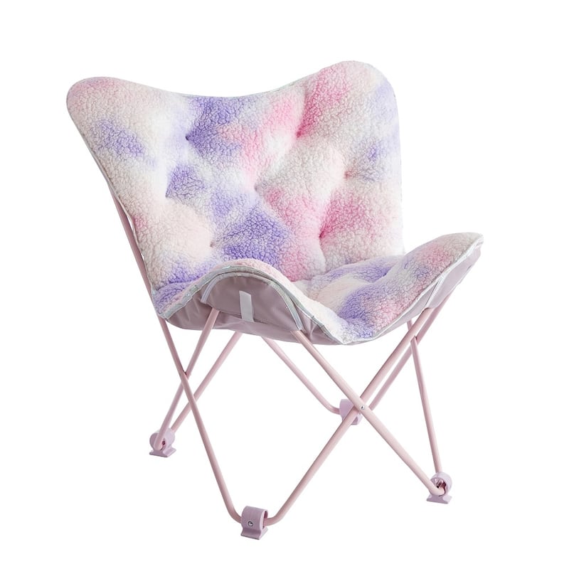 Urban Shop Soft Folding Butterfly Chair With Holographic Trim