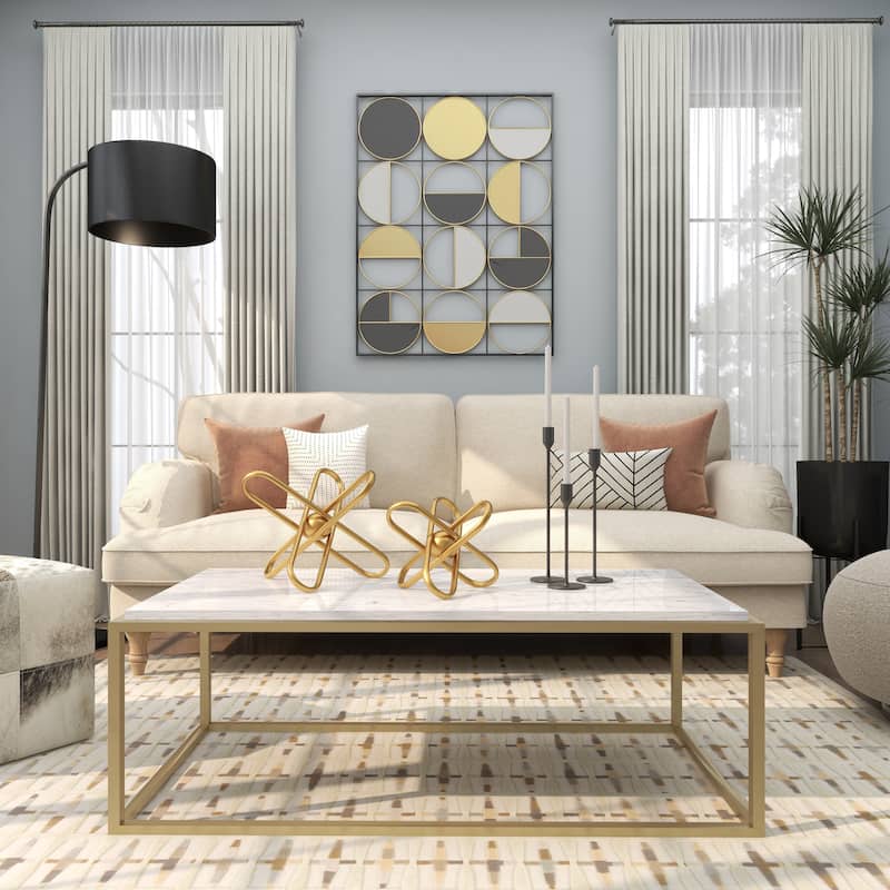 CosmoLiving by Cosmopolitan Gold Metal Linked Jack Decorative Sculpture with Orb Center (Set of 2)