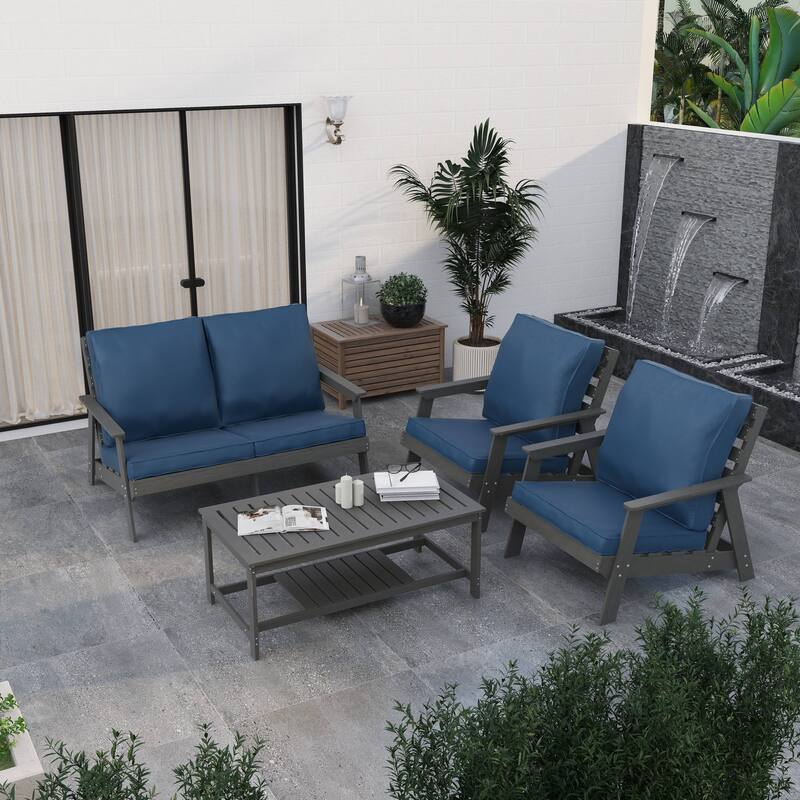 Alpine Modern Outdoor Upholstered Accent Chair - Lounge Armchair with Removable Cushions for Living Room