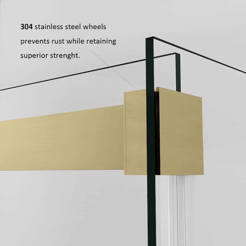 Spezia 48"W x 76"H Sliding Frameless Shower Door in Brushed Gold