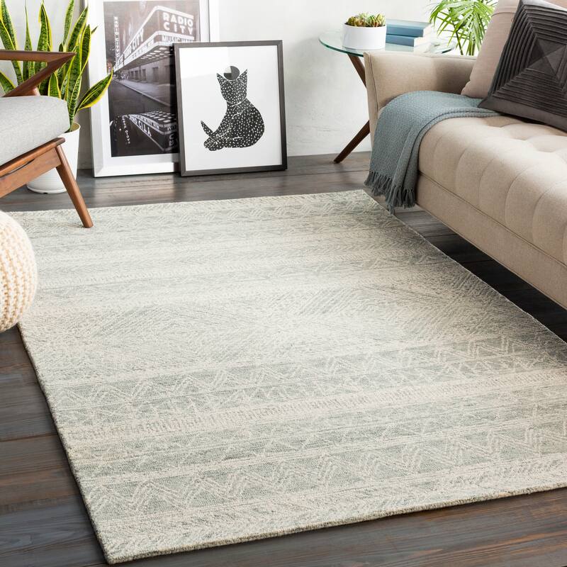 Livabliss Harold Handmade Global Geometric Area Rug - Seafoam - 8'10" x 12'