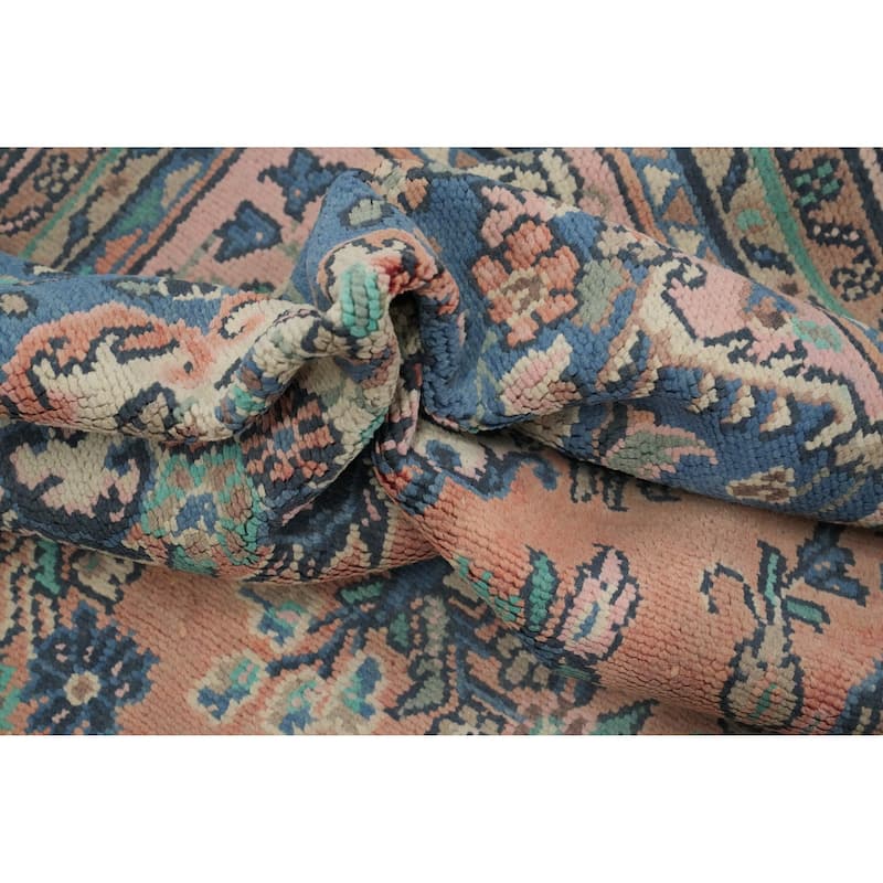 Hand Knotted Oriental 100% Wool Carpet Traditional Floral Peach Hamedan Area Rug - 12' 4'' X 8' 4''