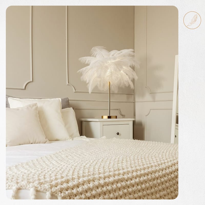 Feather Tripod Table Lamp With LED Bulbs