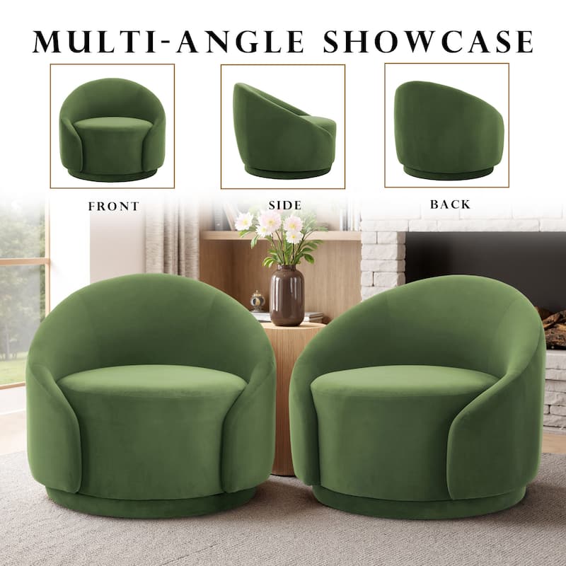 35" Wide Upholstered Swivel Accent Barrel Chairs (Set of 2)
