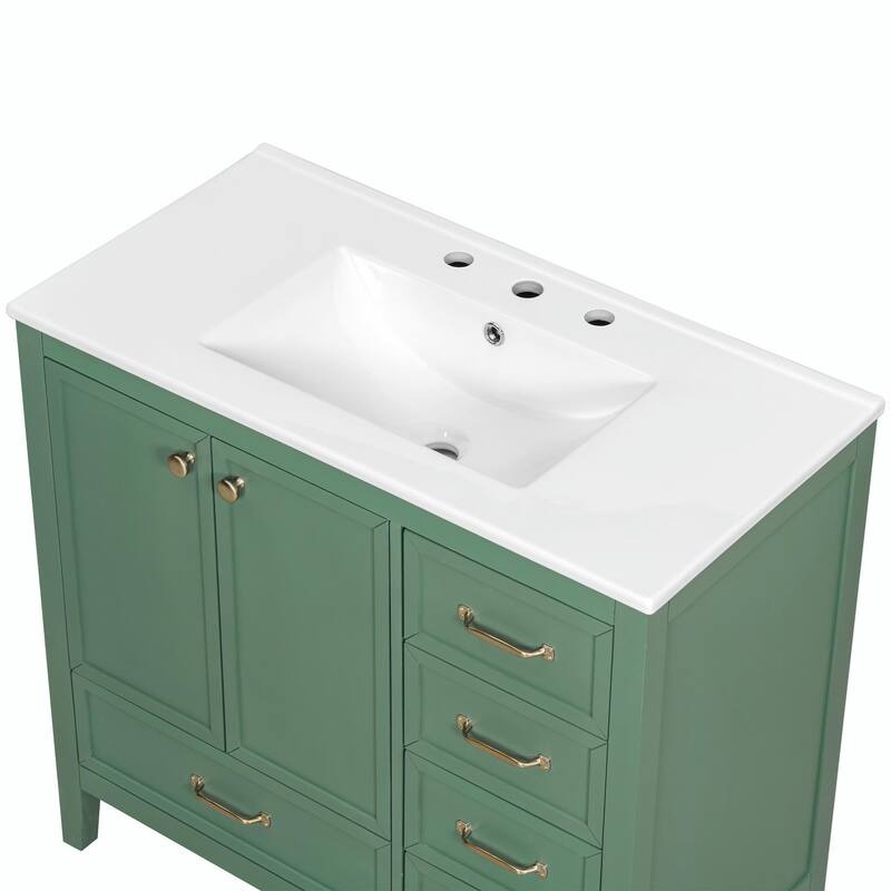 36" Bathroom Vanity with Sink, Cabinet with Soft-Closing Door, 4 Drawers in Varying Sizes