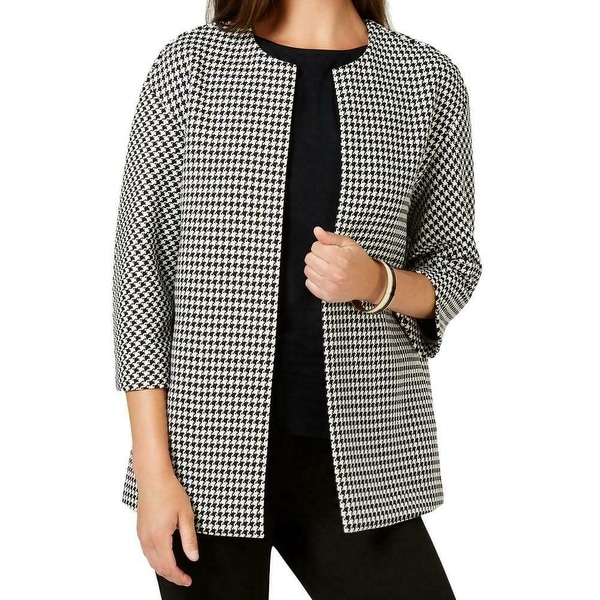 Anne Klein Women's Topper Jacket Black White Size 10 Bonded Tweed