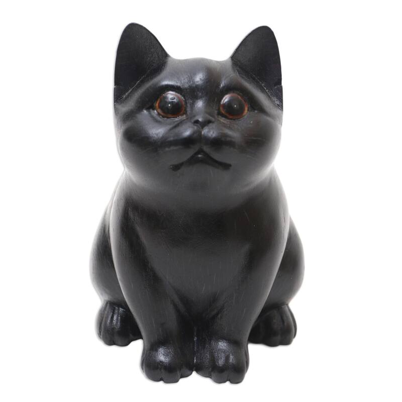 Novica Handmade Chubby Cheeks Wood Figurine