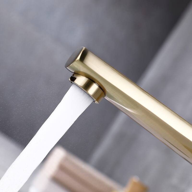 Modern Brushed Gold Single Hole Bathroom Sink Faucet