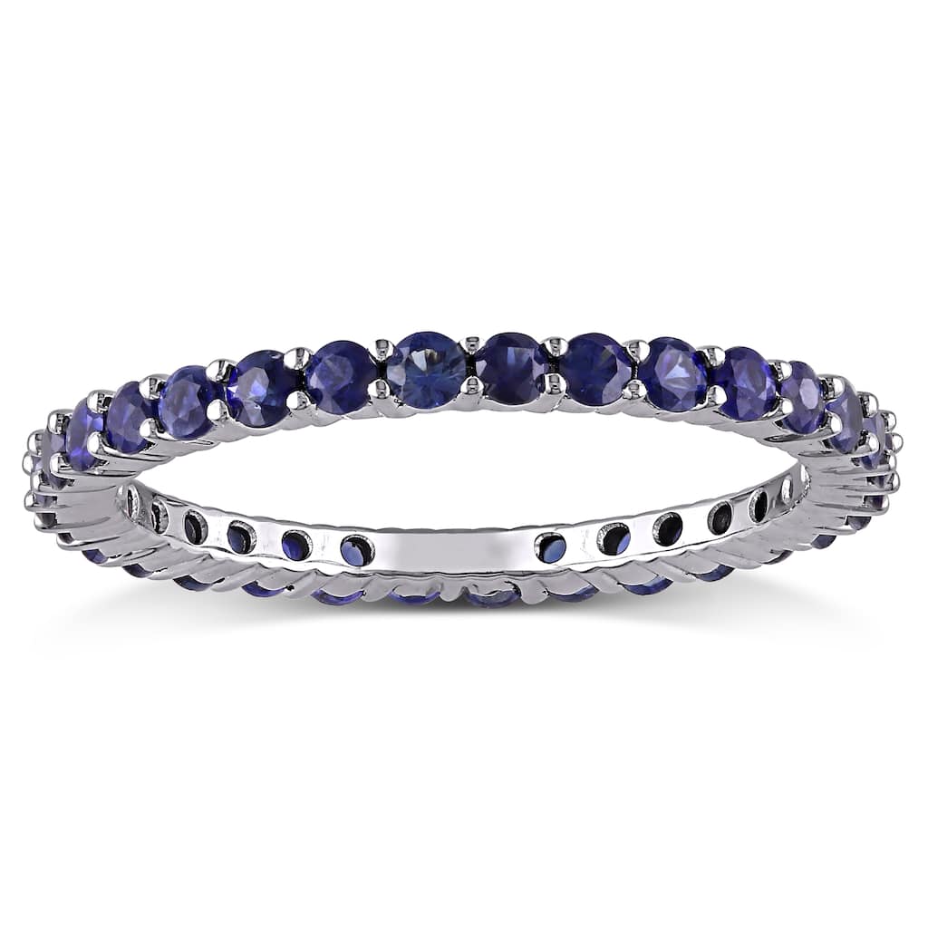 Miadora 14k White Gold Sapphire Stackable Eternity Band Ring