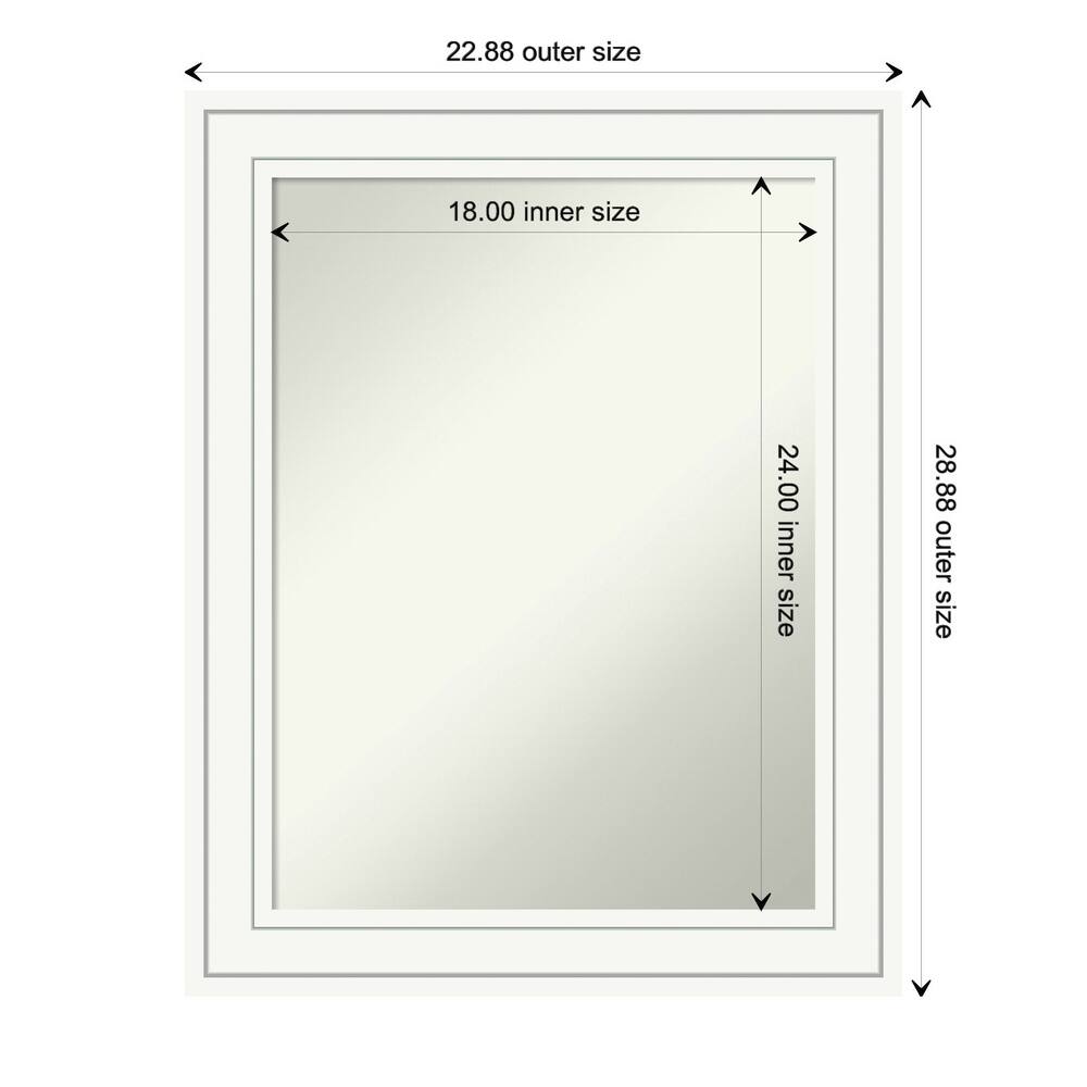 Non-Beveled Wood Bathroom Wall Mirror - Craftsman White Frame