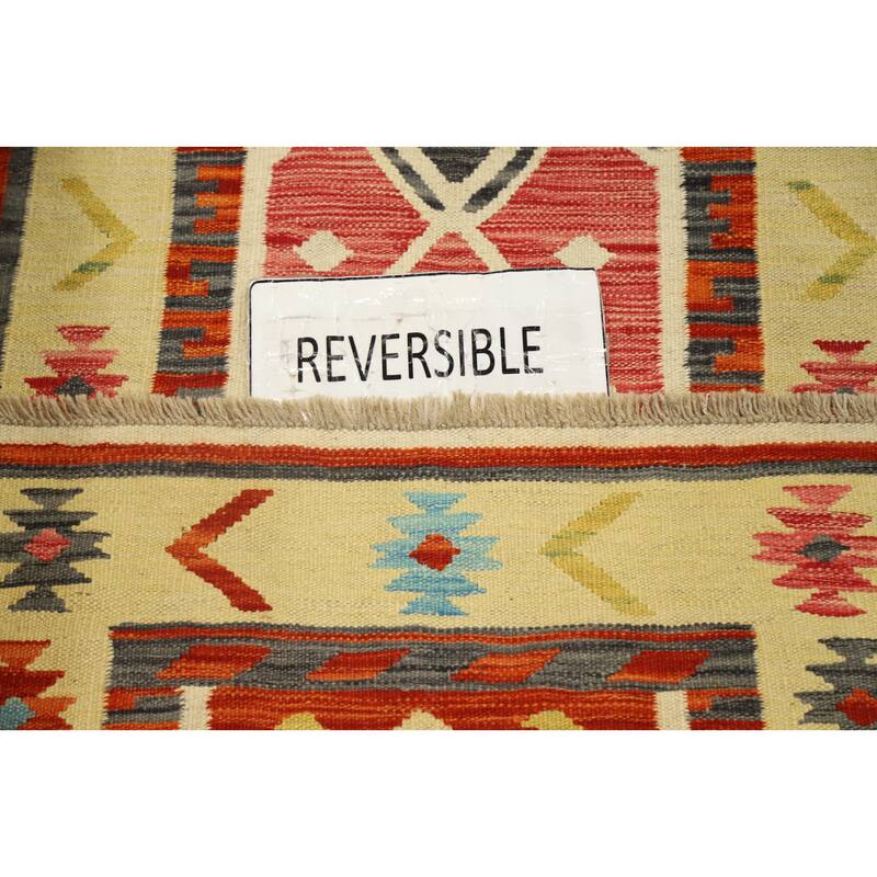 Hand Woven Oriental 100% Wool Carpet Southwestern Tribal Multi-Colored Kilim Runner Rug - 9' 7'' X 2' 6''