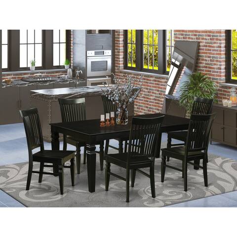 East West Furniture Wood Dinette Set- A Kitchen Table and Wooden Seat Dining Room Chairs- Black Finish( Pieces Option)
