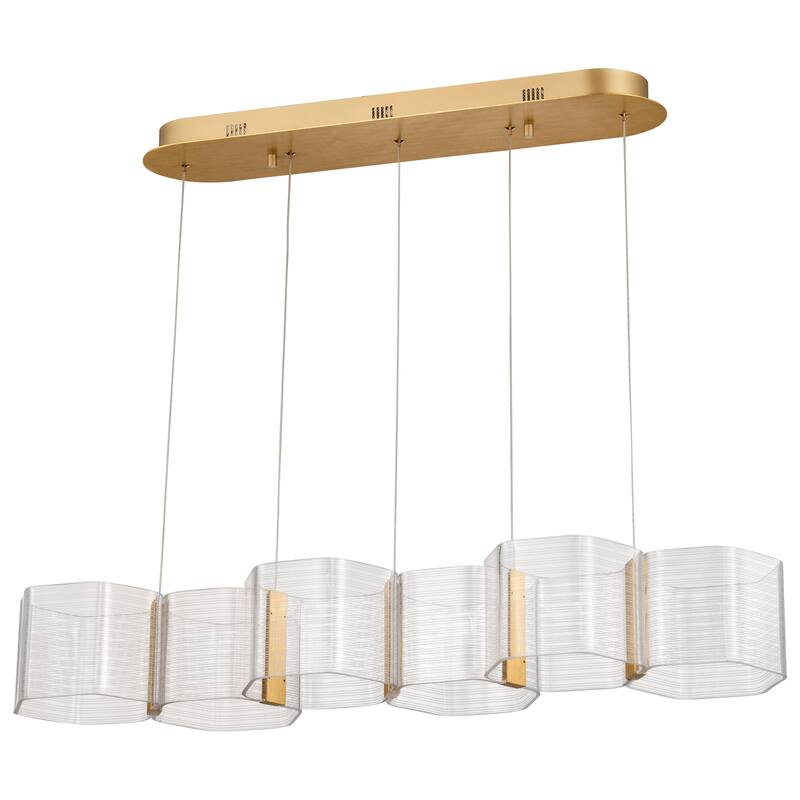 Kenzo LED 6 Light Island Pendant Polished Anodized Bronze Finish Light Guide Panel - Polished Anodized Bronze