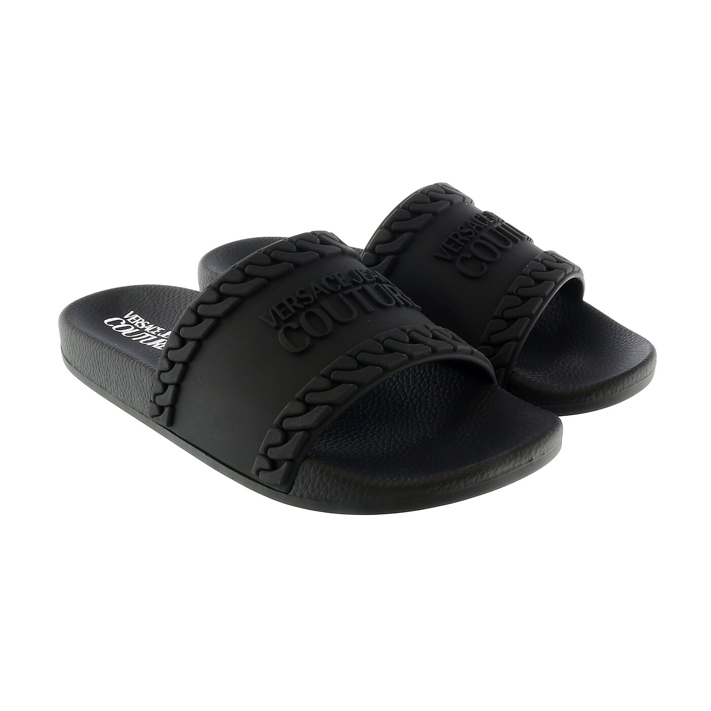 Versace Jeans Couture Black Chain Embossed Pool Slide- for  display picture 1