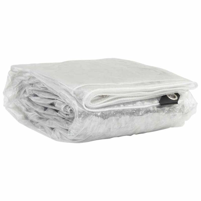 vidaXL Clear Tarpaulin with Eyelets 6.6/9.8x6.6/9.8/13.1/16.4/19.7/26.2' PVC - Transparent
