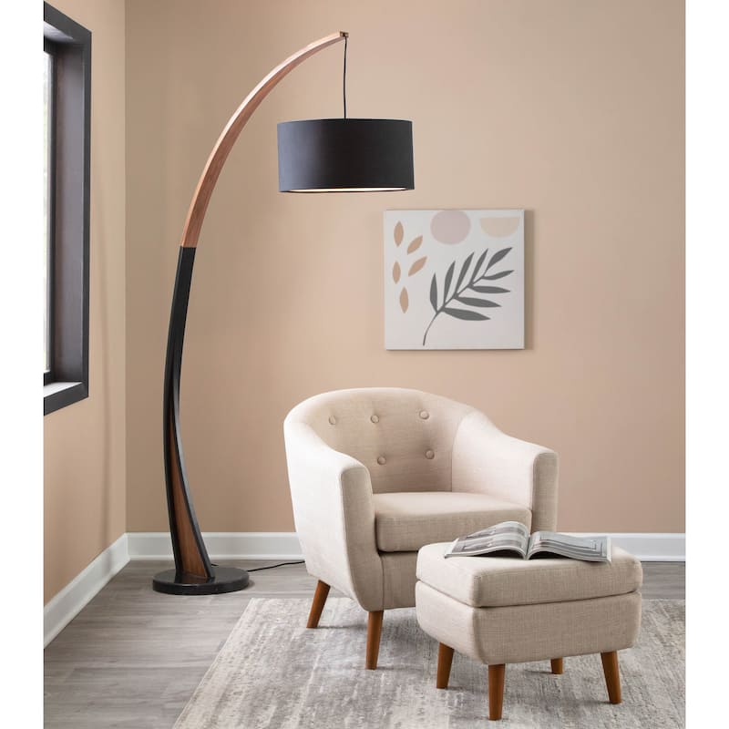 Carson Carrington Farrah Walnut Wood & Marble Floor Lamp