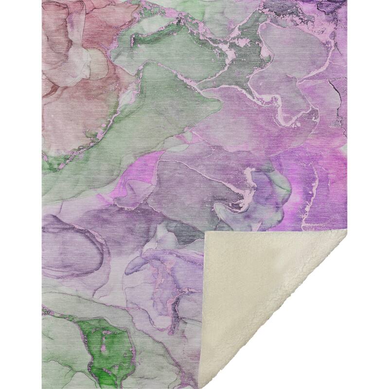 Premium Machine Washable Sherpa Abstract Contemporary Throw Blanket.