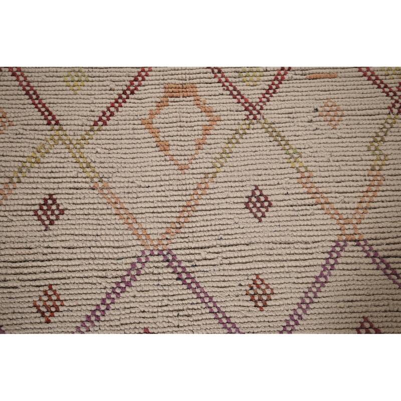 Trellis Moroccan Oriental Area Rug Hand-Knotted Wool Carpet - 5'4"x 8'7"