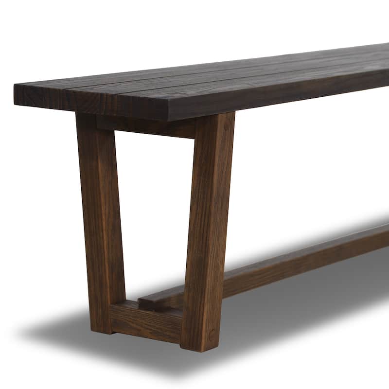 Cascais Solid Wood Bench with Industrial Base