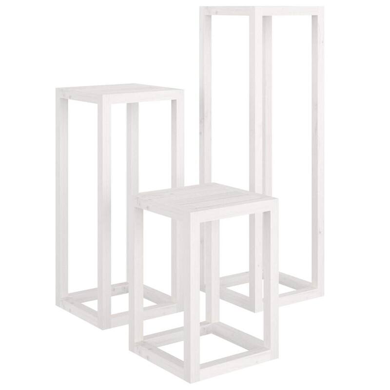 vidaXL Plant Stand Set Set of 3 Pine Solid Pine Wood - 13.4 x 13.4 x 43.3 in