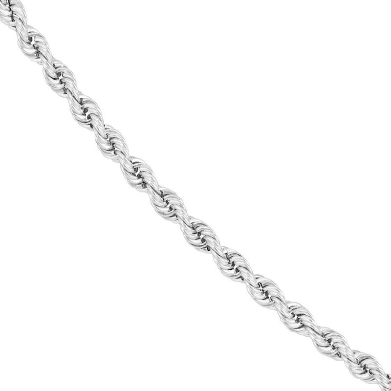 Curata 10k White Gold 2.9mm Hollow Rope Chain Necklace (Lobster)