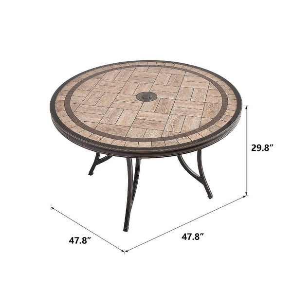 48In Patio Round TileTop Dining Table with Umbrella Hole Bed Bath