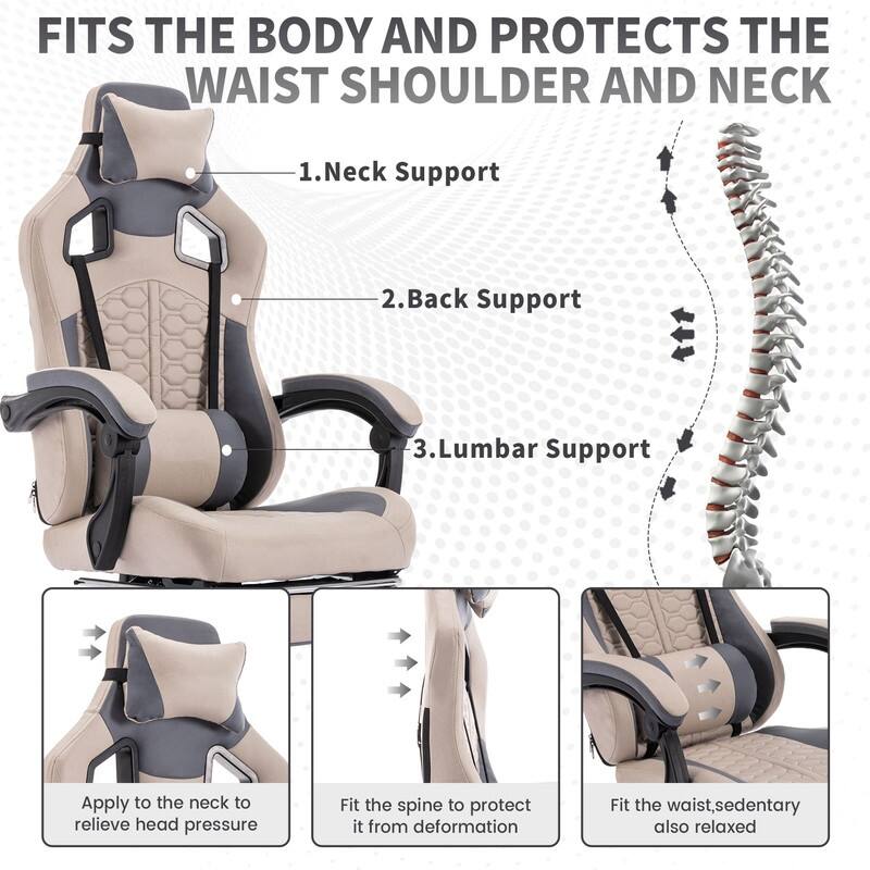 Adults with Footrest Swivel Video Game Chair