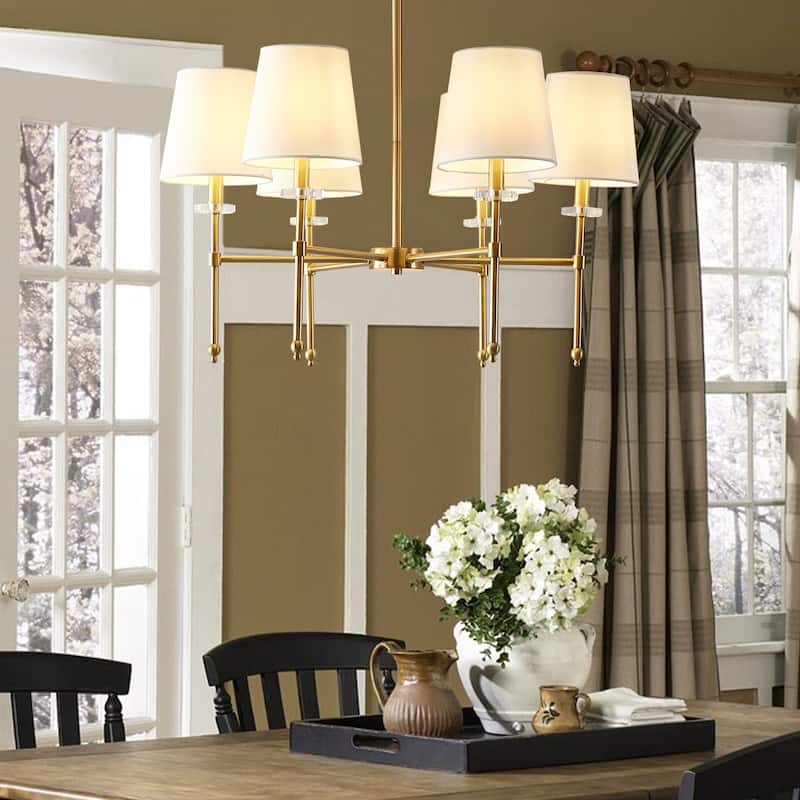 Honeycomb 27" 6-Light Mid-Century Modern Iron LED Chandelier, Brass Gold by JONATHAN Y