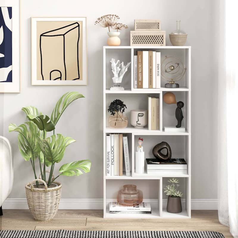 Costway 48" Geometric Bookshelf Open-back Bookcase with 8 Cubes 2 - See Details