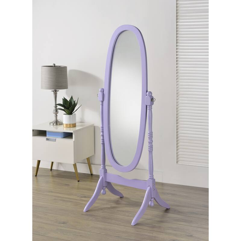 Roundhill Furniture Copper Grove Monks Hood Traditional Wooden Floor Cheval Mirror - Purple