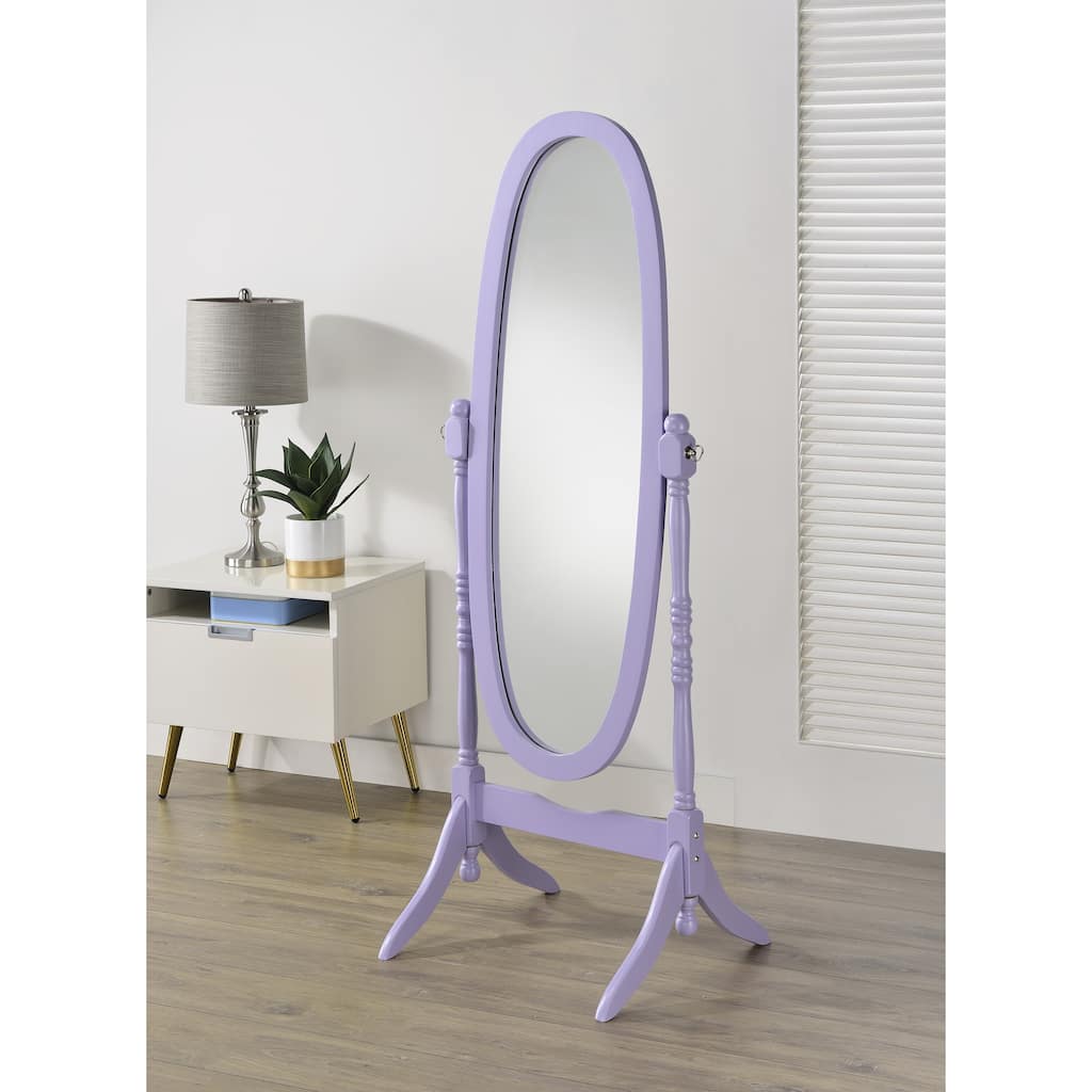 Wood Floor Cheval Mirror, Oval Glass Mirror With Wood Frame And Stand