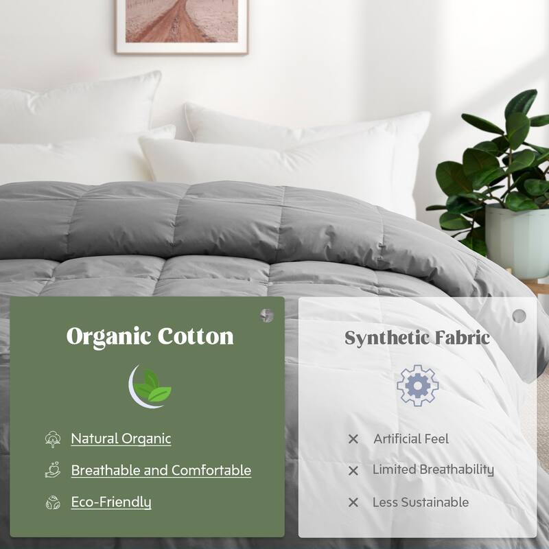 All Season 100% Organic Cotton Down Breathable Duvet Insert Medium Warmth Comforter