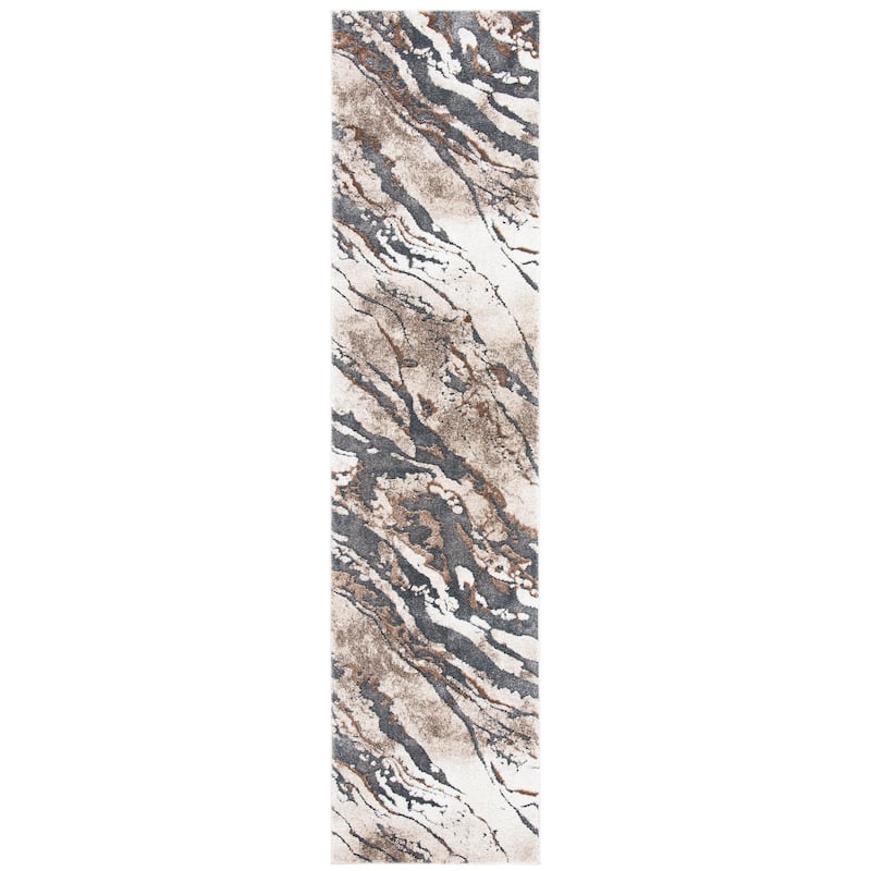 SAFAVIEH Pacific Asthildur Modern Abstract Rug - 2'2" x 9' Runner - Dark Grey/Beige