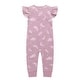 preview thumbnail 2 of 2, 100% Organic Cotton Zip Footless Short Sleeve Pajamas - Ruffle Feather Mauve