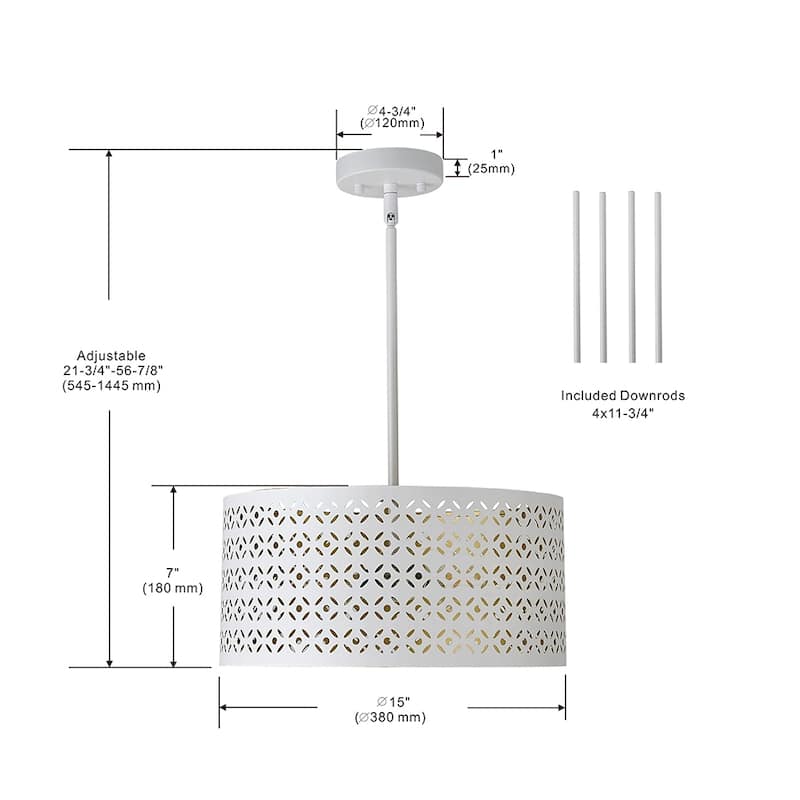 15 inch 3 light white and gold etch ceiling mount light