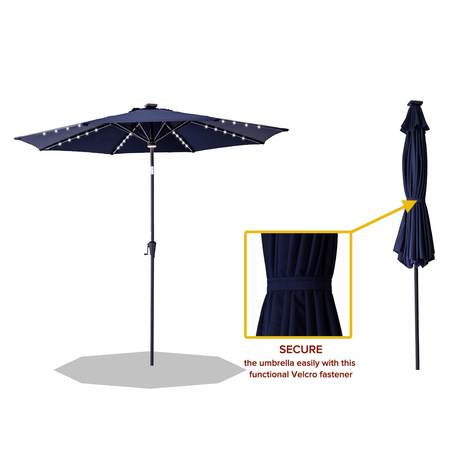 FLAMEu0026SHADE 9 ft Solar Powered Market Patio Umbrella with LED Lights - On  Sale - Bed Bath u0026 Beyond - 35511082
