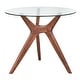 preview thumbnail 1 of 6, Lifestorey Trita Round Glass and Solid Wood Table Walnut