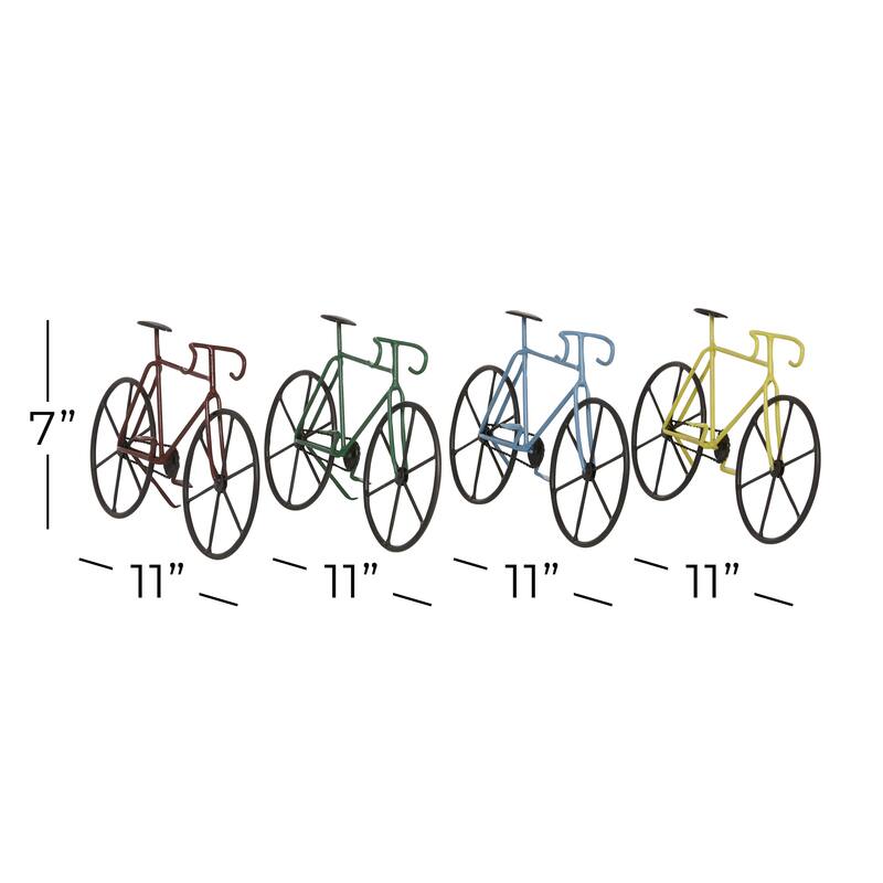 Multi Colored Metal Handmade Bike Sculpture (Set of 4)