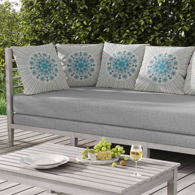 Wisteria Whirl Indoor/Outdoor Reversible Throw Pillow White and Blue