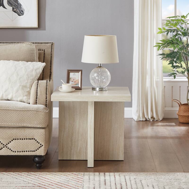 Roundhill Furniture Cavira 3-Piece Faux Marble Coffee Table Set