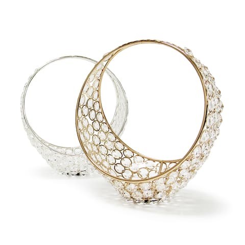 Crystal Bead Basket Decor Centerpiece Accent Piece Tabletop 9.5in