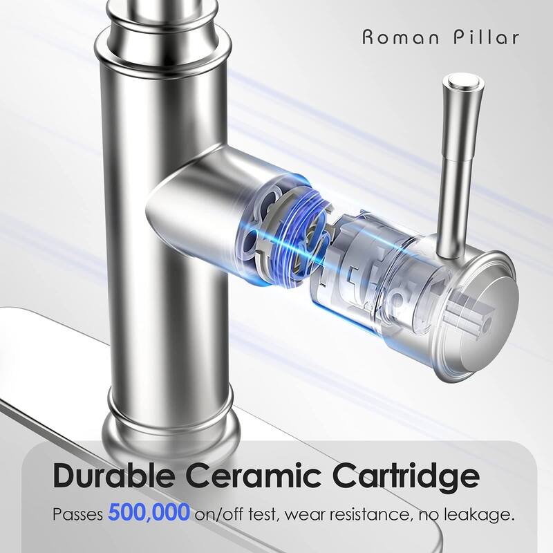 Single Handle 3 Function Modes Brushed Nickel Kitchen Sink Faucet with Pull Down Sprayer Kitchen Faucet with Deck Plate