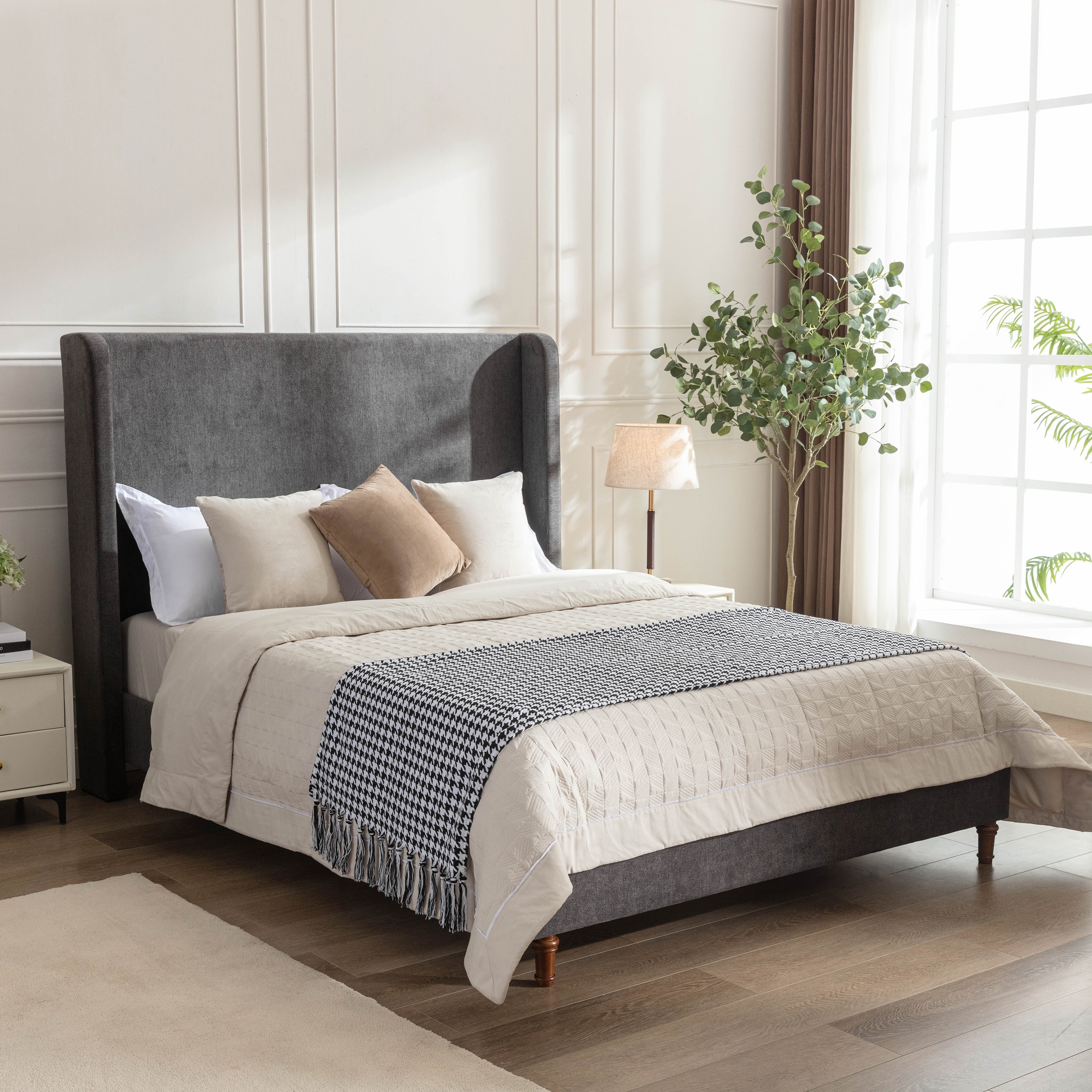 Christopher Knight Home - Bowie Contemporary Upholstered Bed with 54 Inches High Headboard